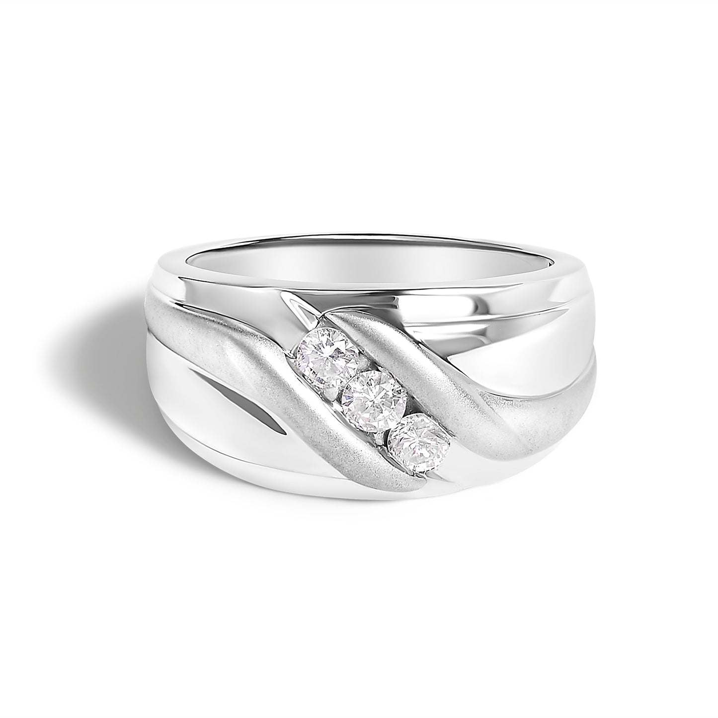 Men's .925 Sterling Silver 1/2 Cttw Diamond Channel Set Band Ring - Size 10