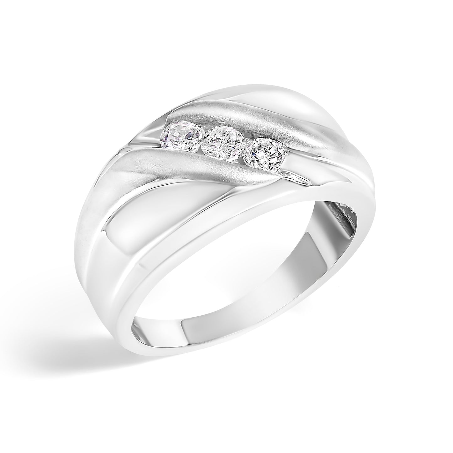 Men's .925 Sterling Silver 1/2 Cttw Diamond Channel Set Band Ring - Size 10
