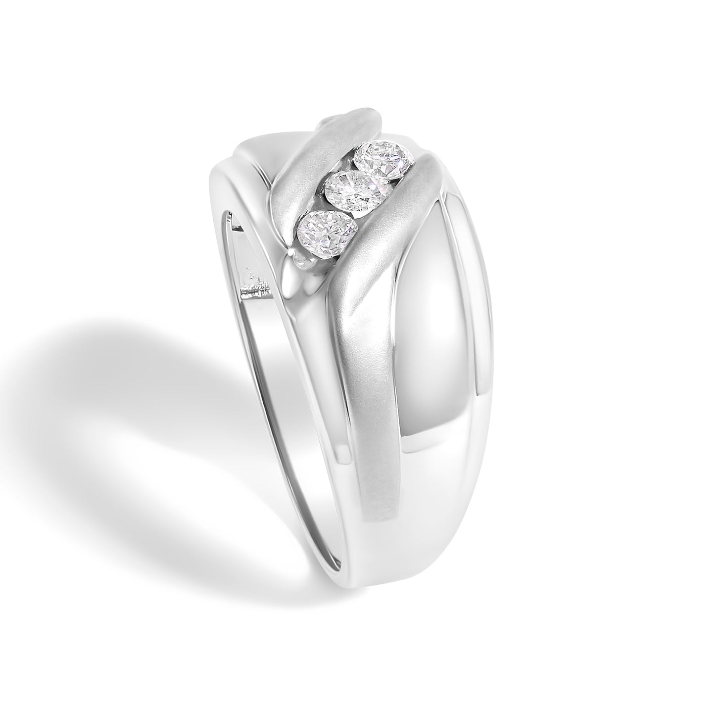 Men's .925 Sterling Silver 1/2 Cttw Diamond Channel Set Band Ring - Size 10
