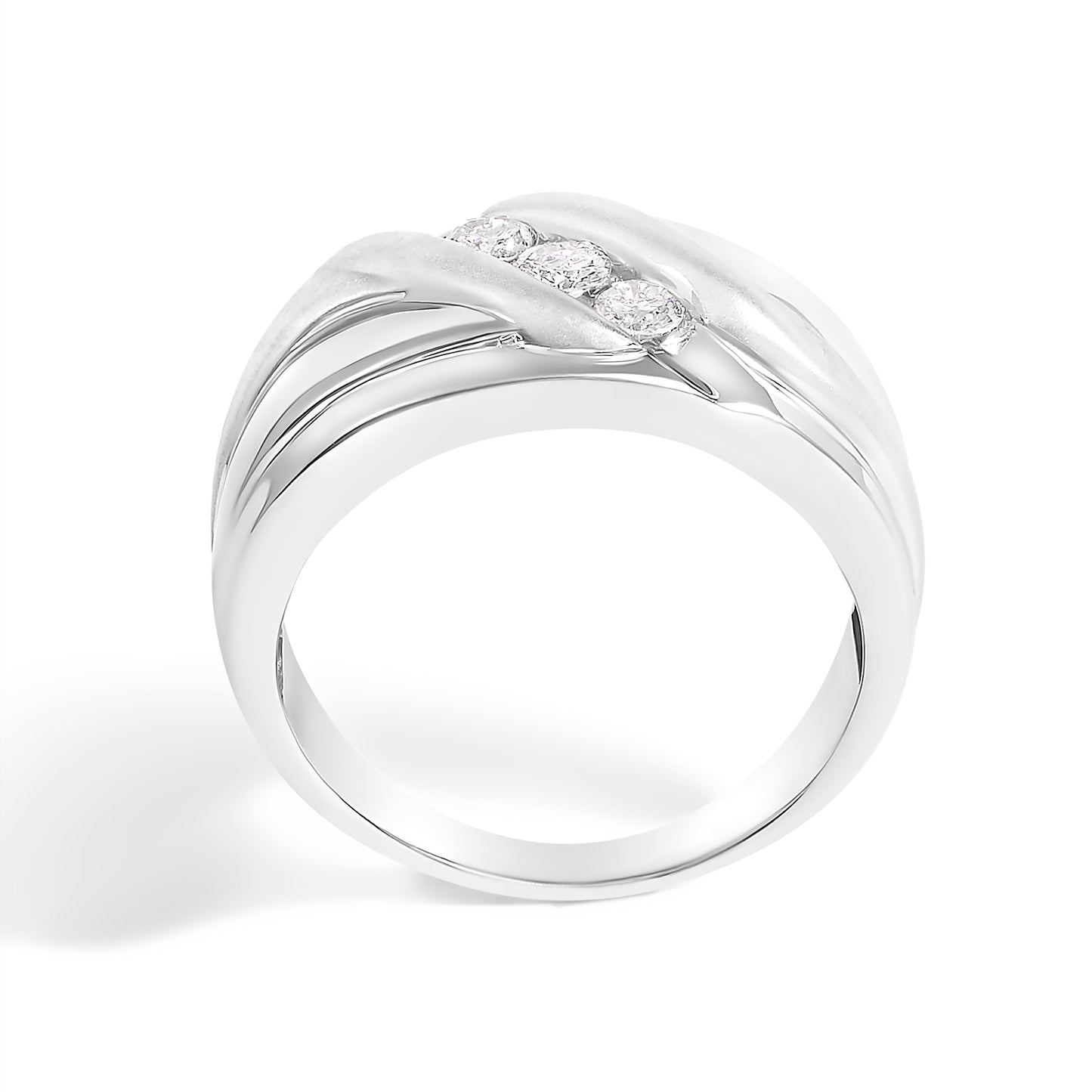 Men's .925 Sterling Silver 1/2 Cttw Diamond Channel Set Band Ring - Size 10