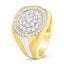 10K Yellow Gold Diamond Cluster Halo Signet Ring for Men - Size 10