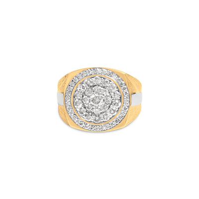 Anillo de sello con halo de diamantes en oro amarillo de 10 quilates para hombres - Talla 10