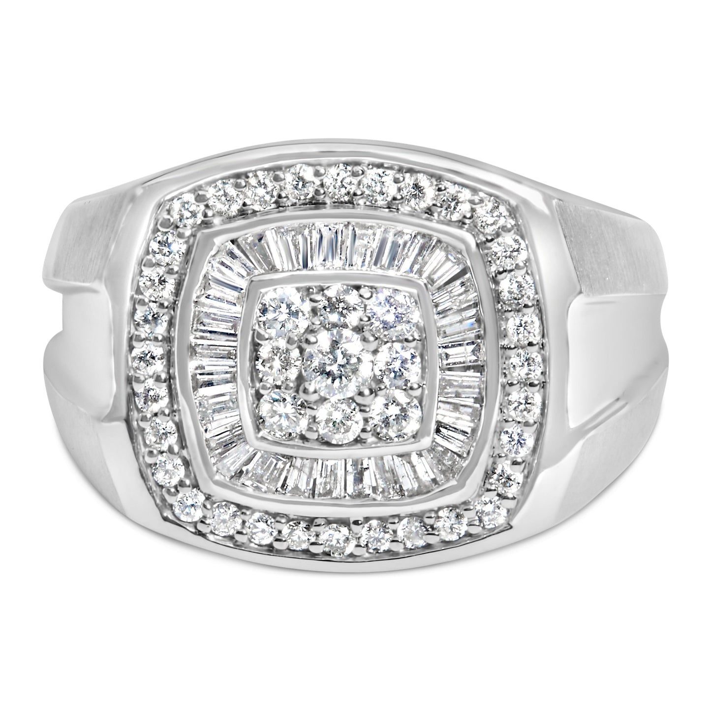 14K White Gold Men's Diamond Band Ring with 1 cttw Diamonds