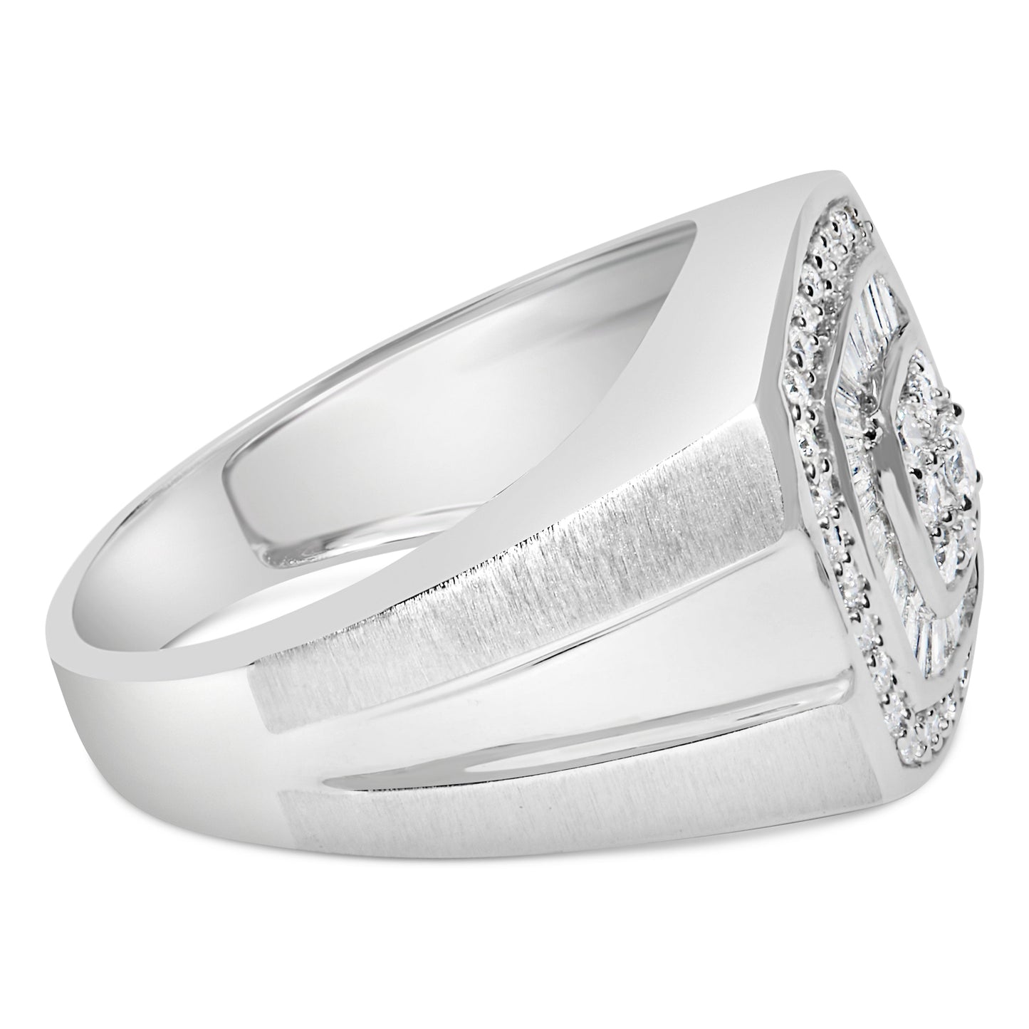 14K White Gold Men's Diamond Band Ring with 1 cttw Diamonds