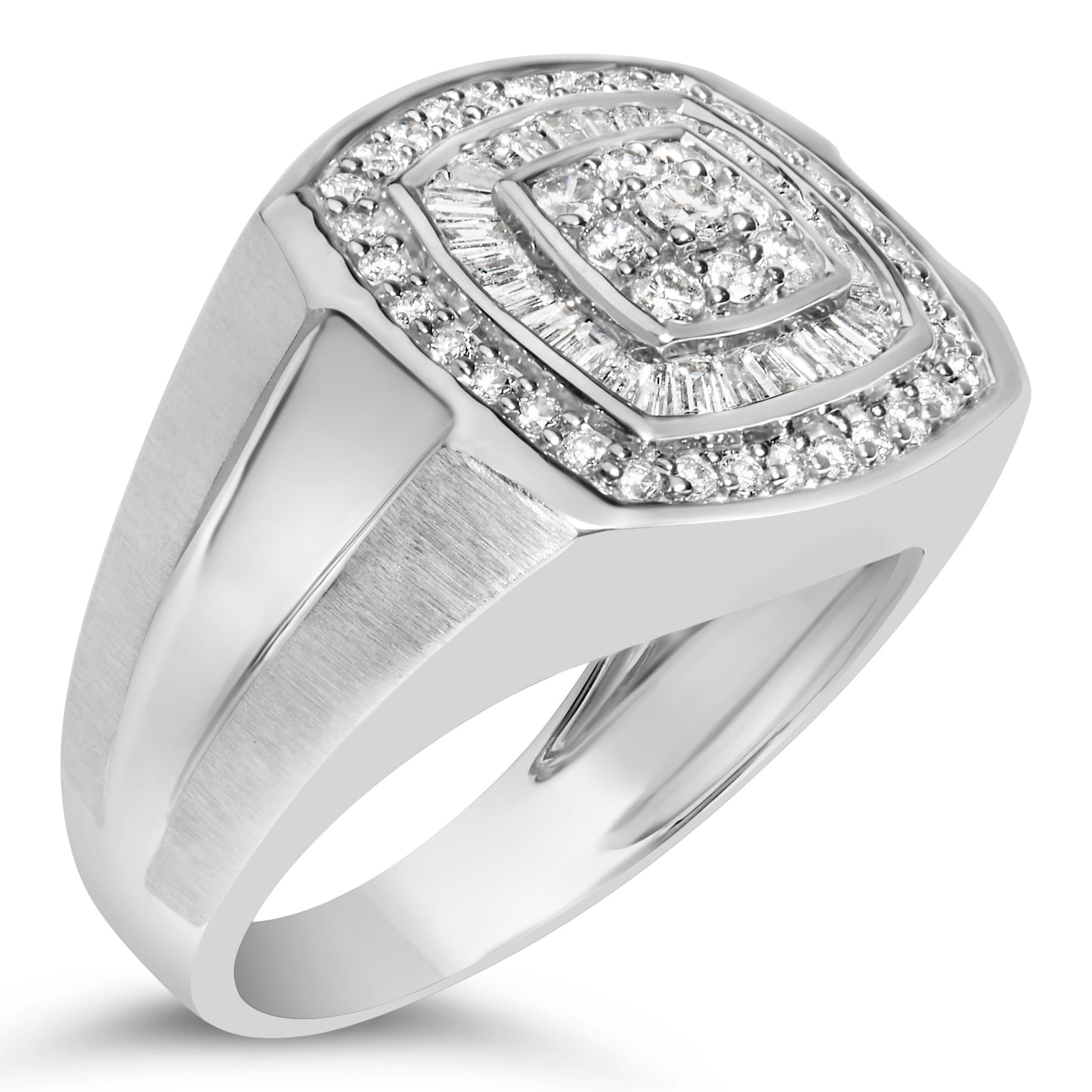 14K White Gold Men's Diamond Band Ring with 1 cttw Diamonds