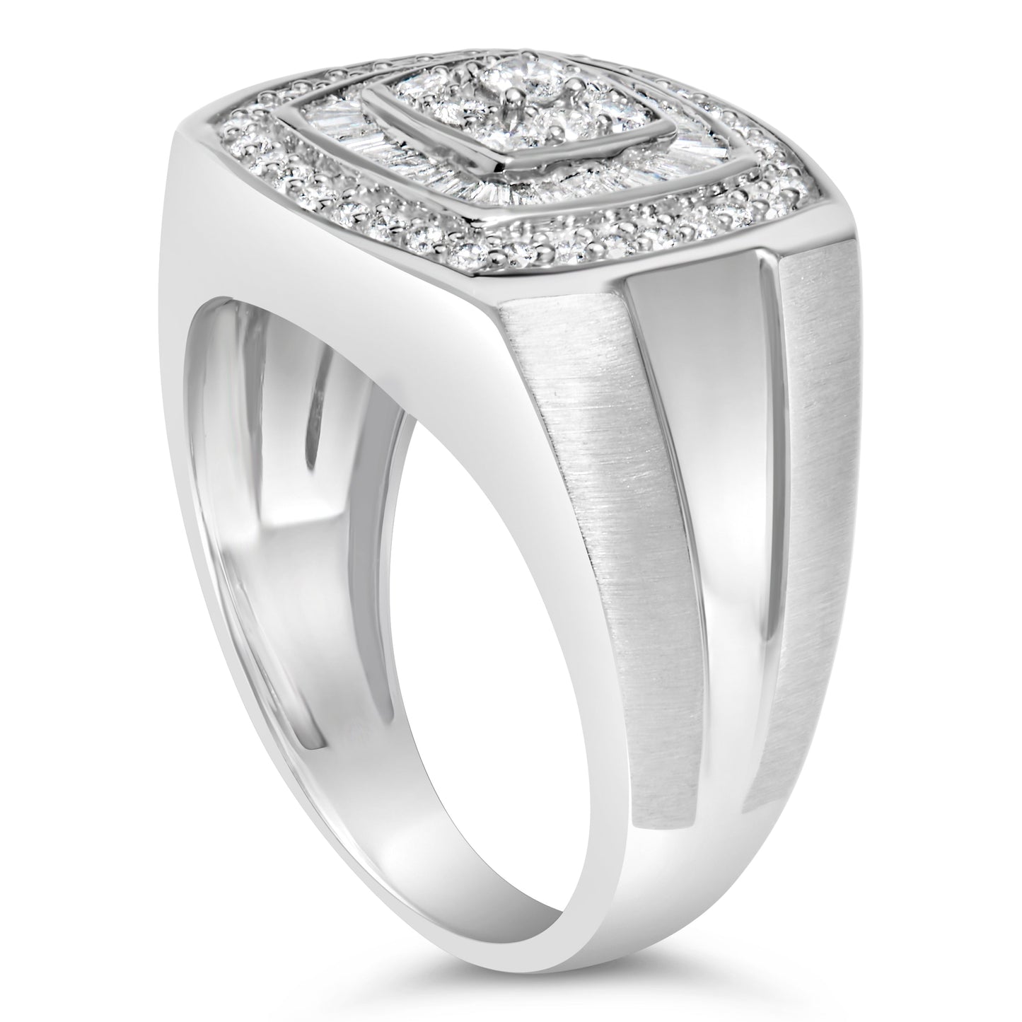 14K White Gold Men's Diamond Band Ring with 1 cttw Diamonds