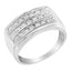 Bague en or blanc 14K pour homme avec diamants en sertissage cannelé
