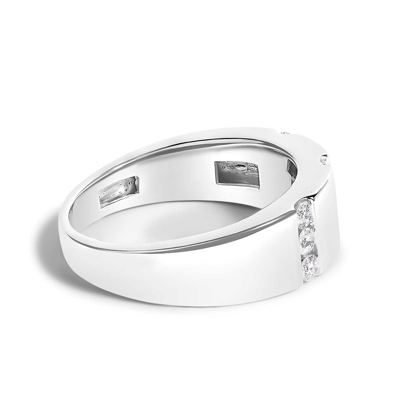 Bague en argent sterling .925 pour homme avec diamants en triple rangée - Taille 10