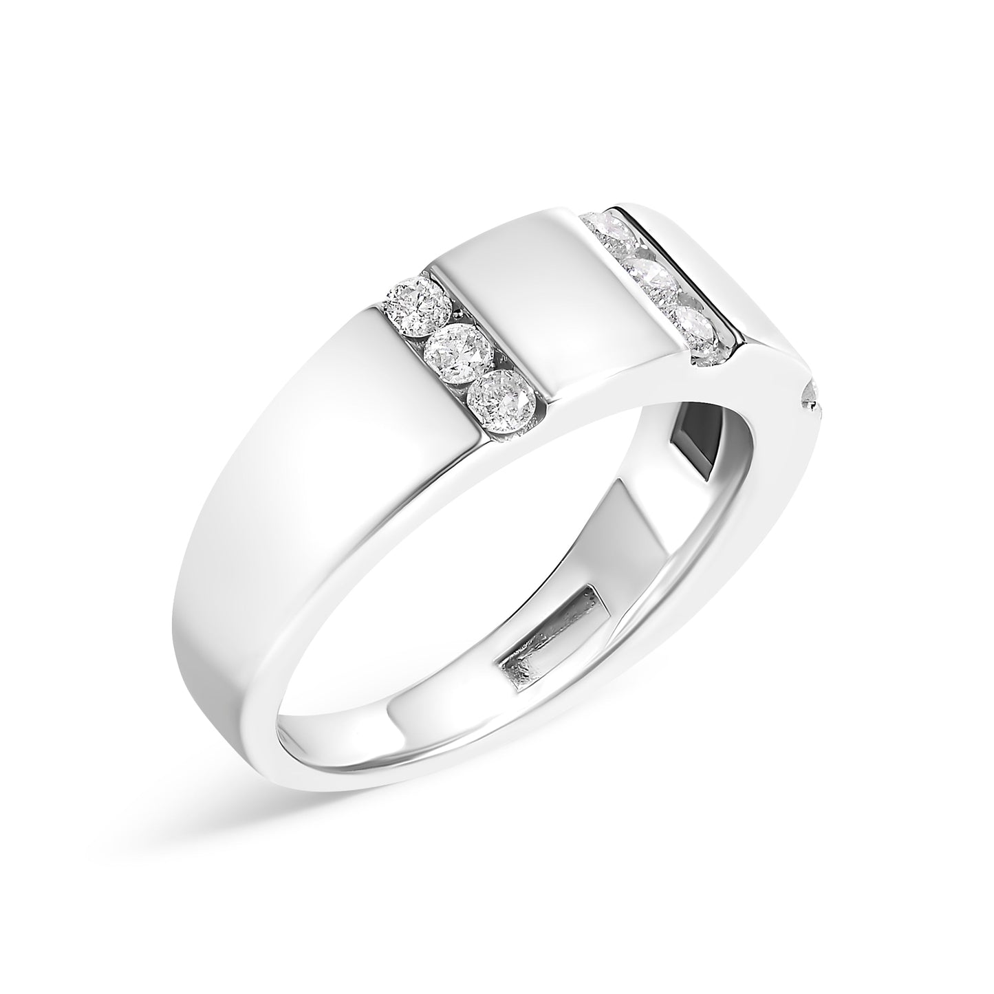 Bague en argent sterling .925 pour homme avec diamants en triple rangée - Taille 10