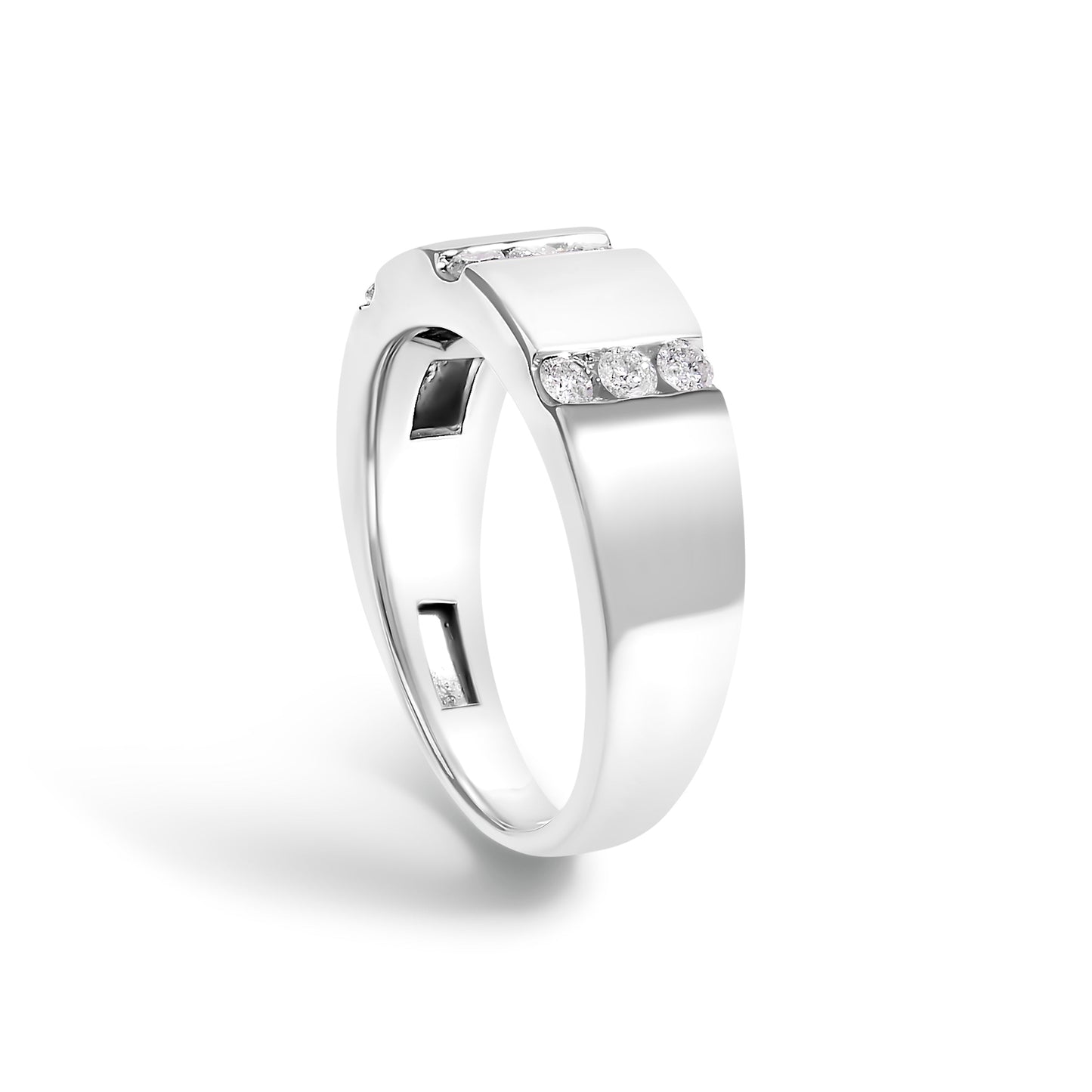 Bague en argent sterling .925 pour homme avec diamants en triple rangée - Taille 10