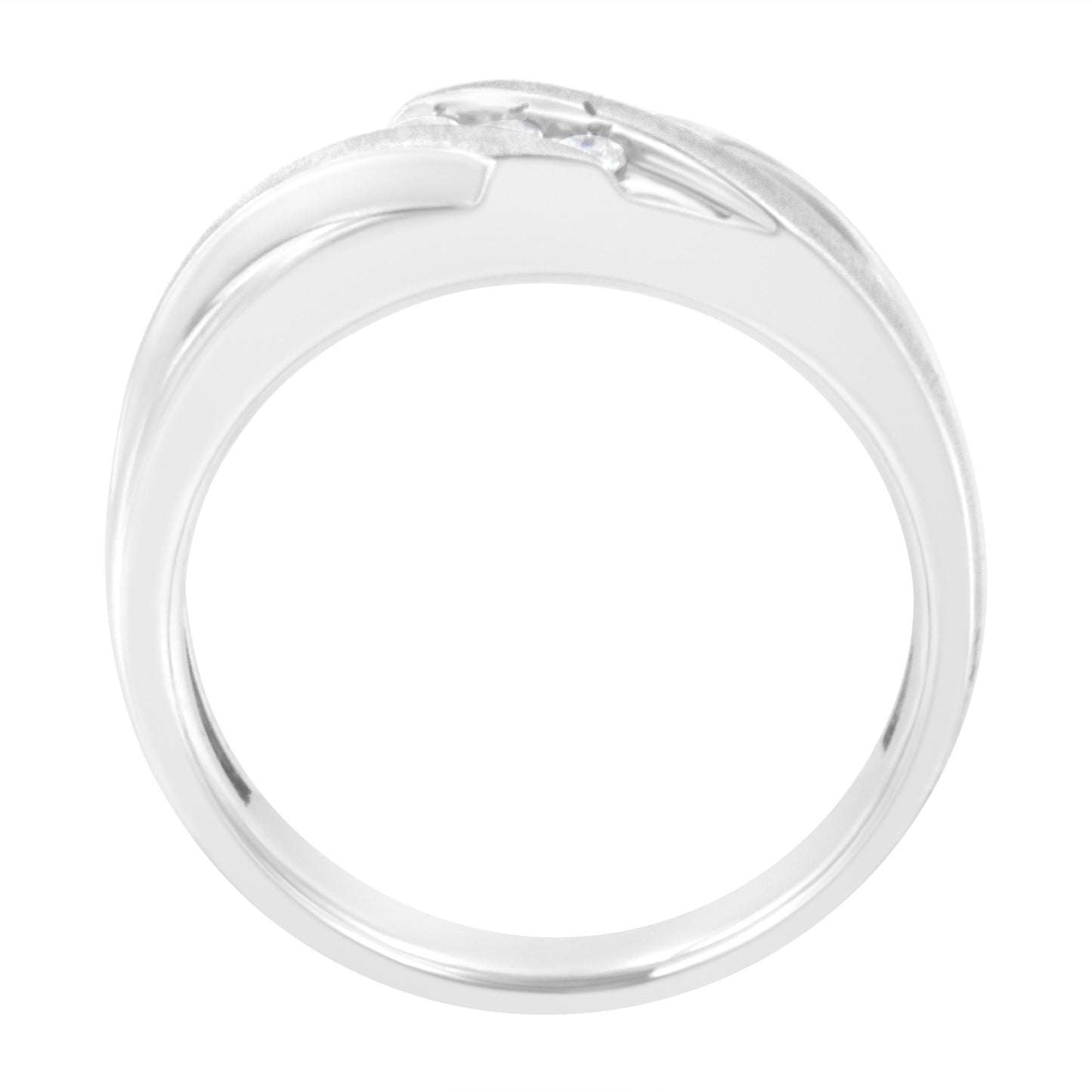 Anillo de boda de diamante de tres piedras para hombre en oro blanco de 10K - Talla 10