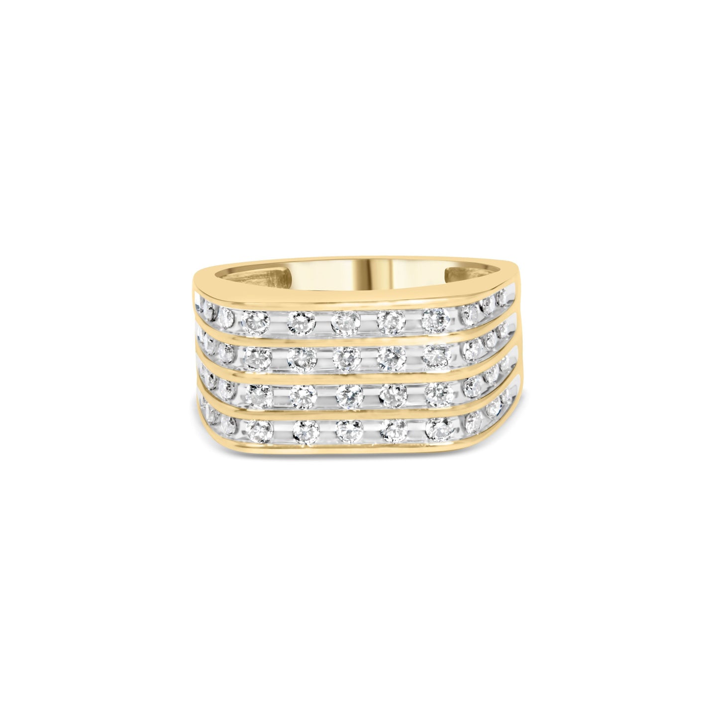 Bague en Or Jaune 10K avec 1.00 Cttw de Diamants pour Homme à Plusieurs Rangées