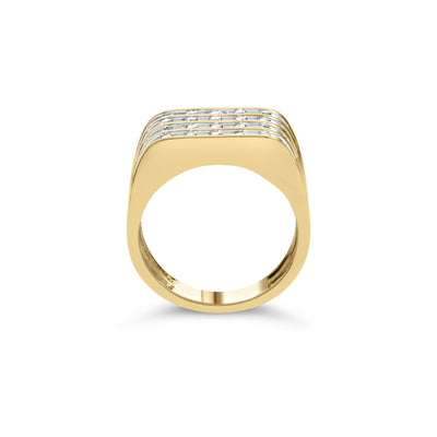 10K Yellow Gold 1.00 Cttw Diamond Multi Row Men's Ring Band