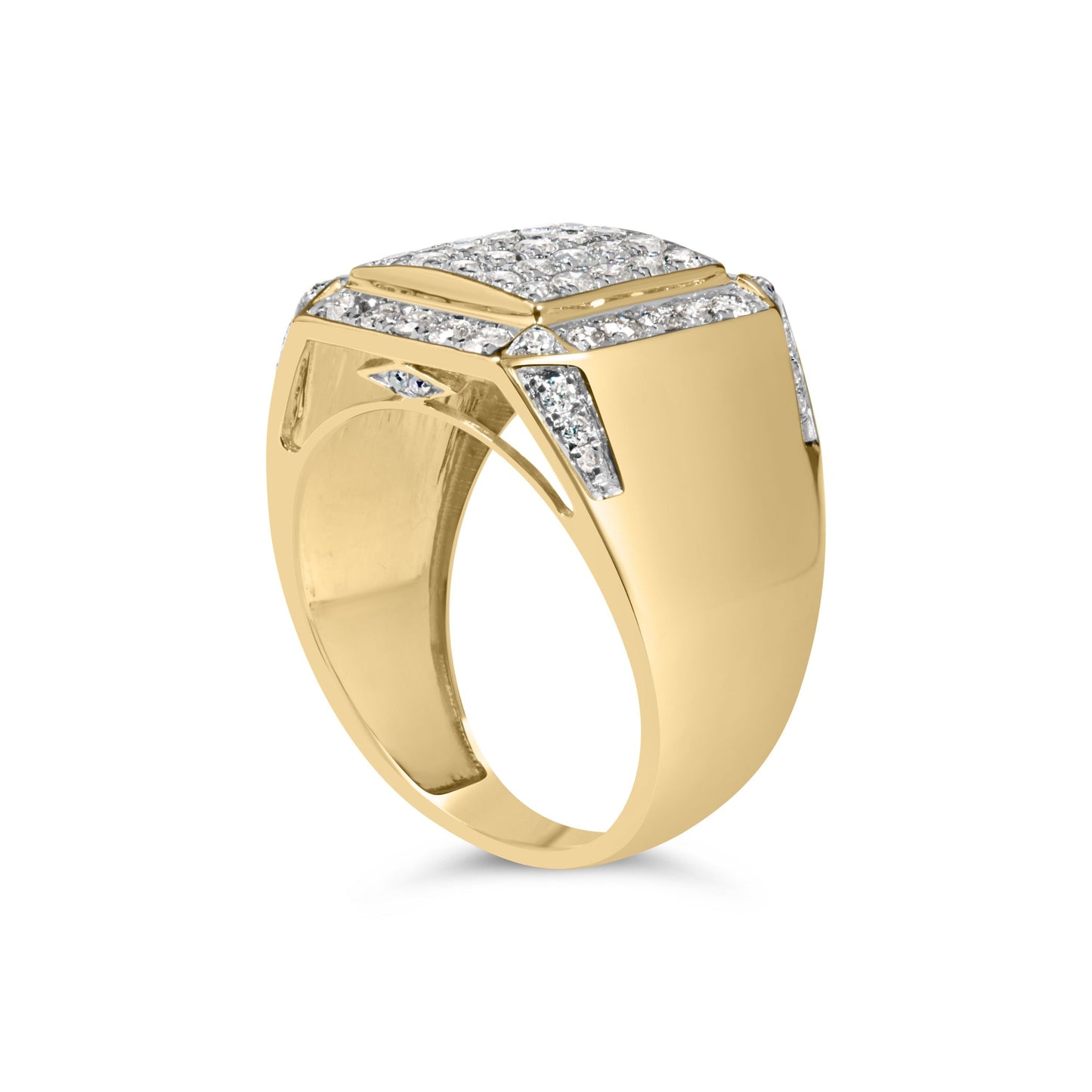 Men's 10K Yellow Gold Diamond Cluster Cocktail Ring