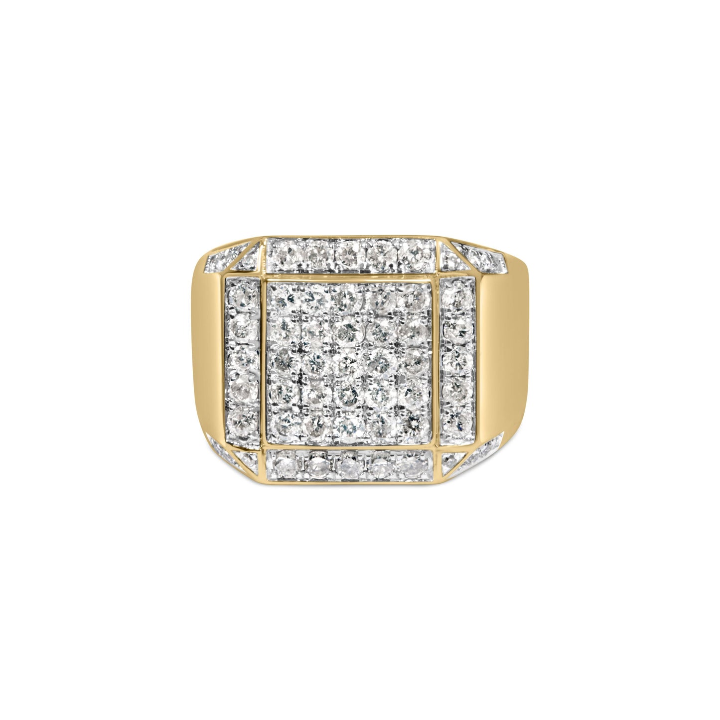 Men's 10K Yellow Gold Diamond Cluster Cocktail Ring