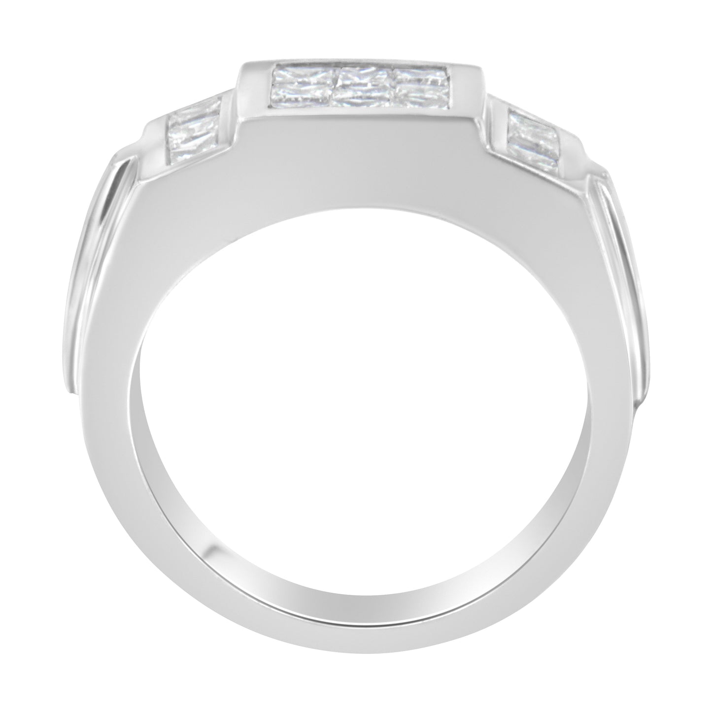 Bague en diamant en cluster pour homme en or blanc 14K