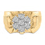 Men's 14K Yellow Gold Plated Sterling Silver Diamond Cluster Ring - Size 10