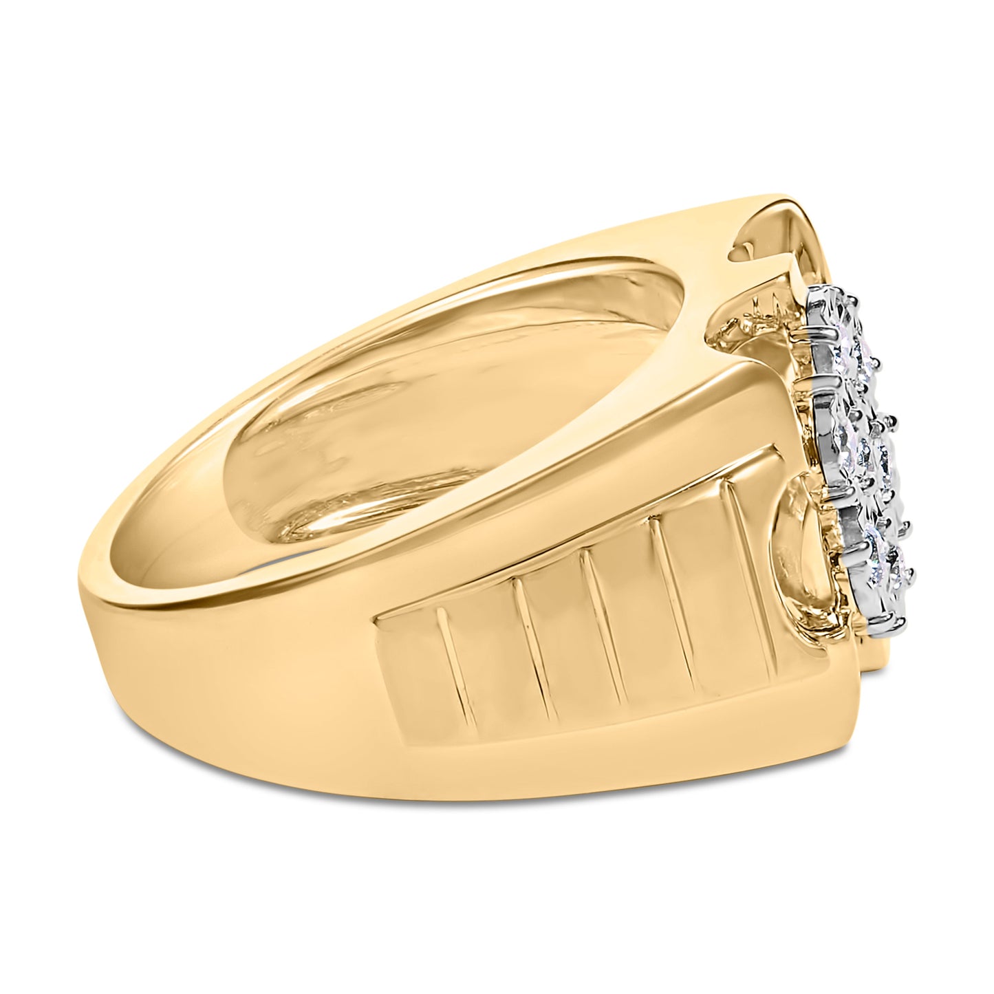 Men's 14K Yellow Gold Plated Sterling Silver Diamond Cluster Ring - Size 10