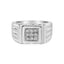 Anillo de banda estriada con acento de diamante de plata esterlina .925 - Talla 10