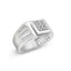 Anillo de banda estriada con acento de diamante de plata esterlina .925 - Talla 10