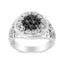 .925 Sterling Silver Black and White Diamond Halo Cluster Ring for Men - Size 10