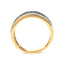 Bague en Argent Sterling Plaqué Or Jaune 14K à Plusieurs Rangées de Diamants - Taille 10