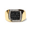 Bague de déclaration en diamant en or jaune 10K pour homme avec cluster en coussin
