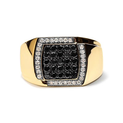 Men's 10K Yellow Gold Cushion Cluster Diamond Statement Ring