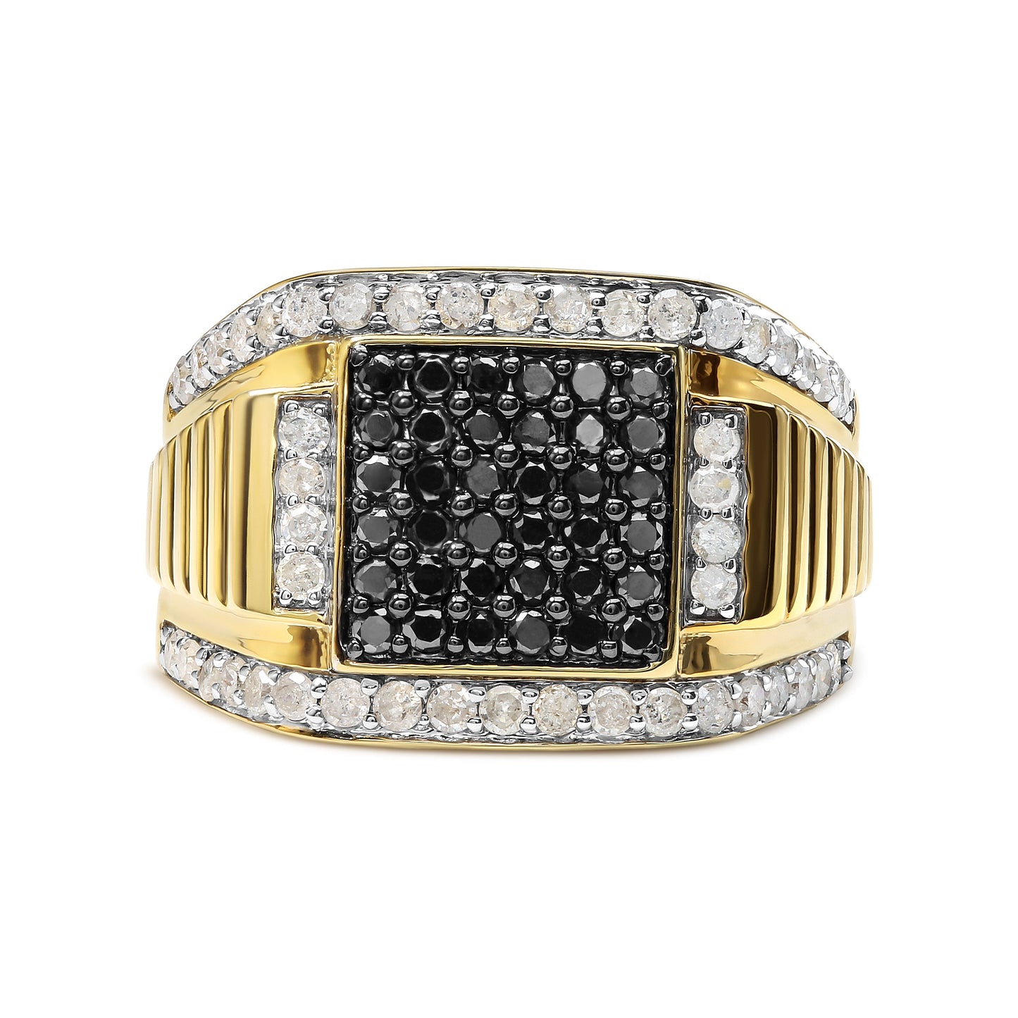 Men's 14K Yellow Gold Plated Sterling Silver Diamond Cluster Ring - Size 10