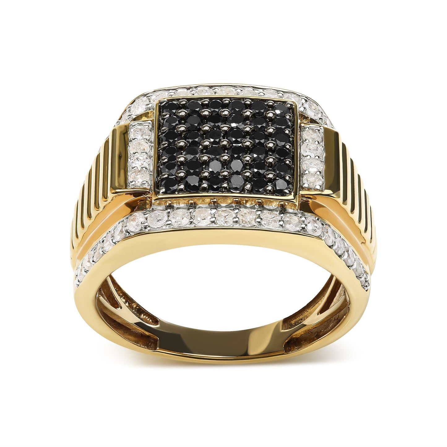 Men's 14K Yellow Gold Plated Sterling Silver Diamond Cluster Ring - Size 10