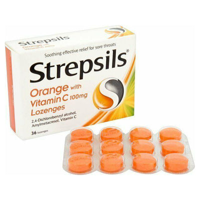 Strepsils Orange with Vitamin C Lozenges - 36 Count