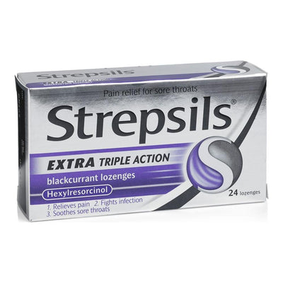 Strepsils Extra Triple Action Blackcurrant Lozenges - 24 Count