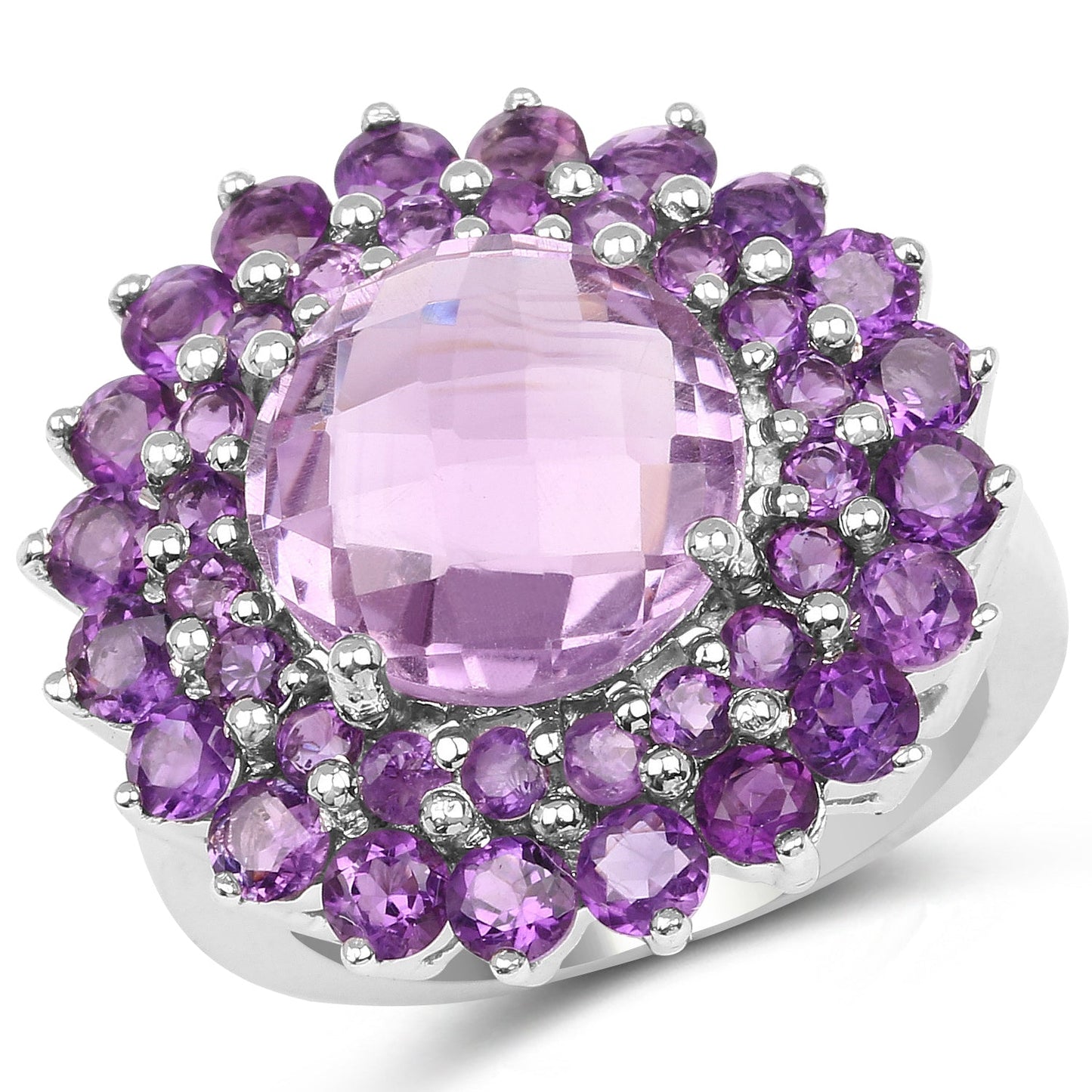 Bague en argent sterling .925 avec améthyste véritable de 8,02 carats