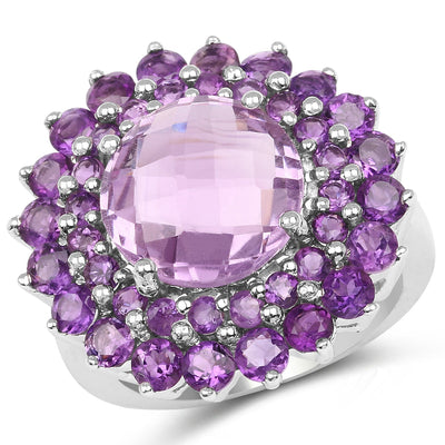 Anillo de Plata Esterlina .925 con Amatista Genuina de 8.02 Quilates