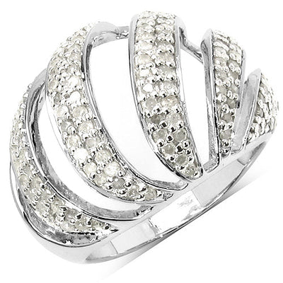 0.98 Carat White Diamond Sterling Silver Engagement Ring