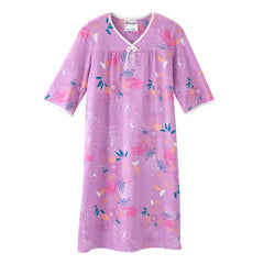 Silverts Senior Women's Adaptive Open Back Knit Printed Nightgown