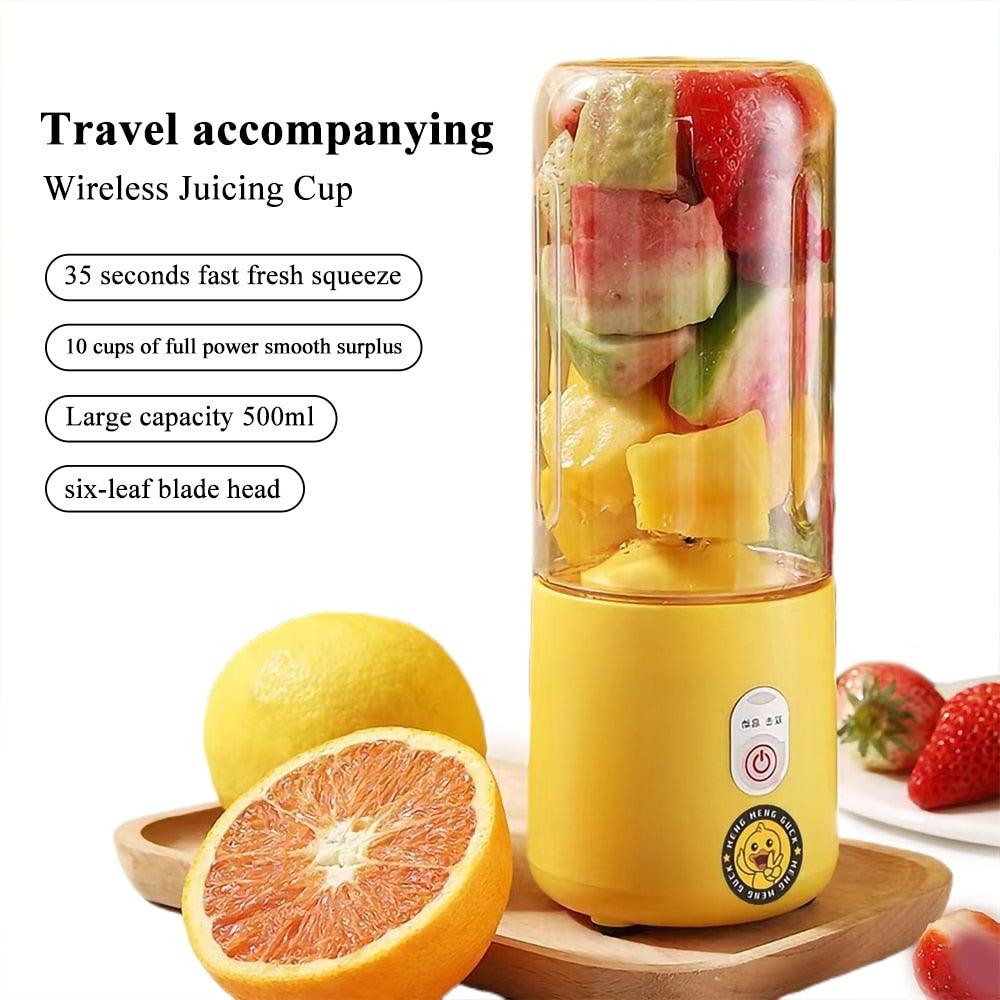 Compact 500Ml USB Rechargeable Blender with 6 Stainless Steel Blades for Smoothies and Juices - Korvel