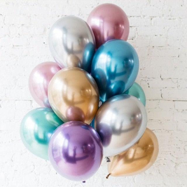 50/100pcs Globos de Látex Metálicos para Celebraciones
