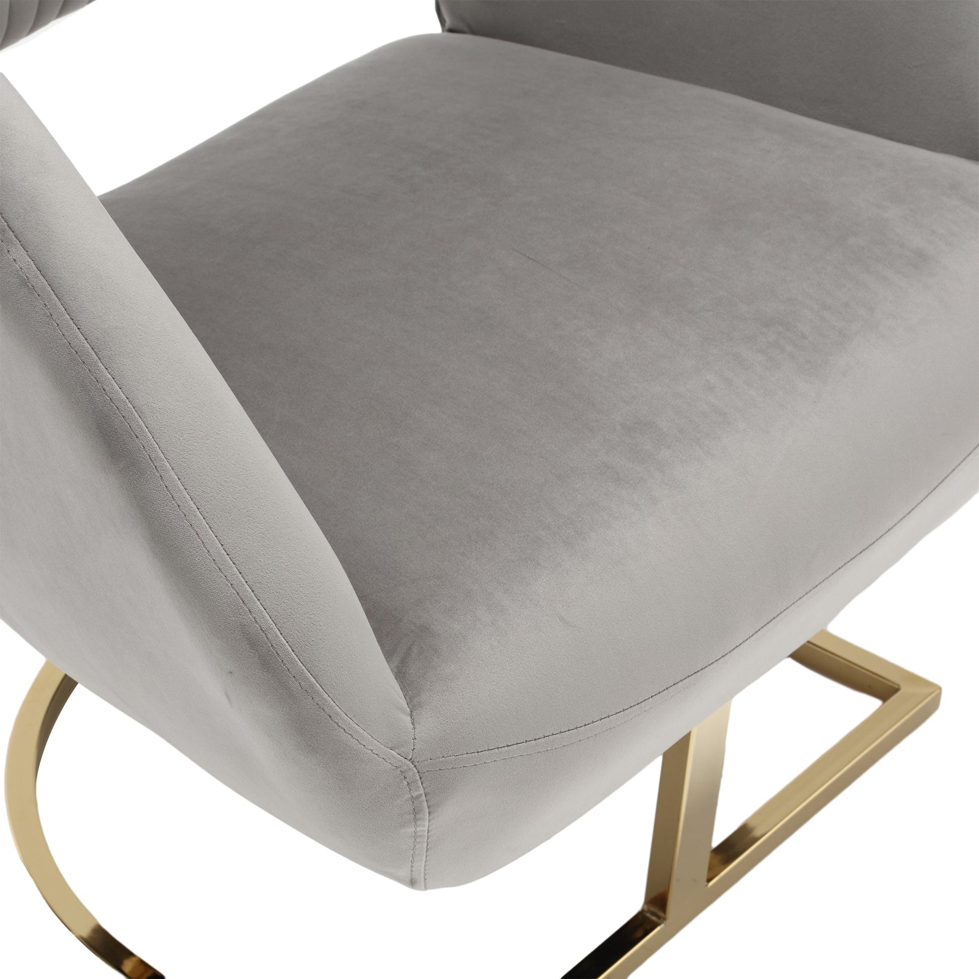 COOLMORE Upholstered Tufted Living Room Chair Textured Linen Fabric Accent Chair with Metal Stand - Korvel