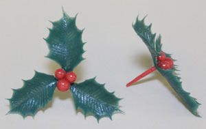 Holly Triple Leaf Picks with Berries - 144 Count