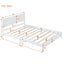 Queen Size Wood Platform Bed Frame, Retro Style Bed with Rectangular Headboard,No Need Box Spring,White - Korvel