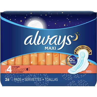 Always Maxis Size 4 Overnight Pads - 6 Count