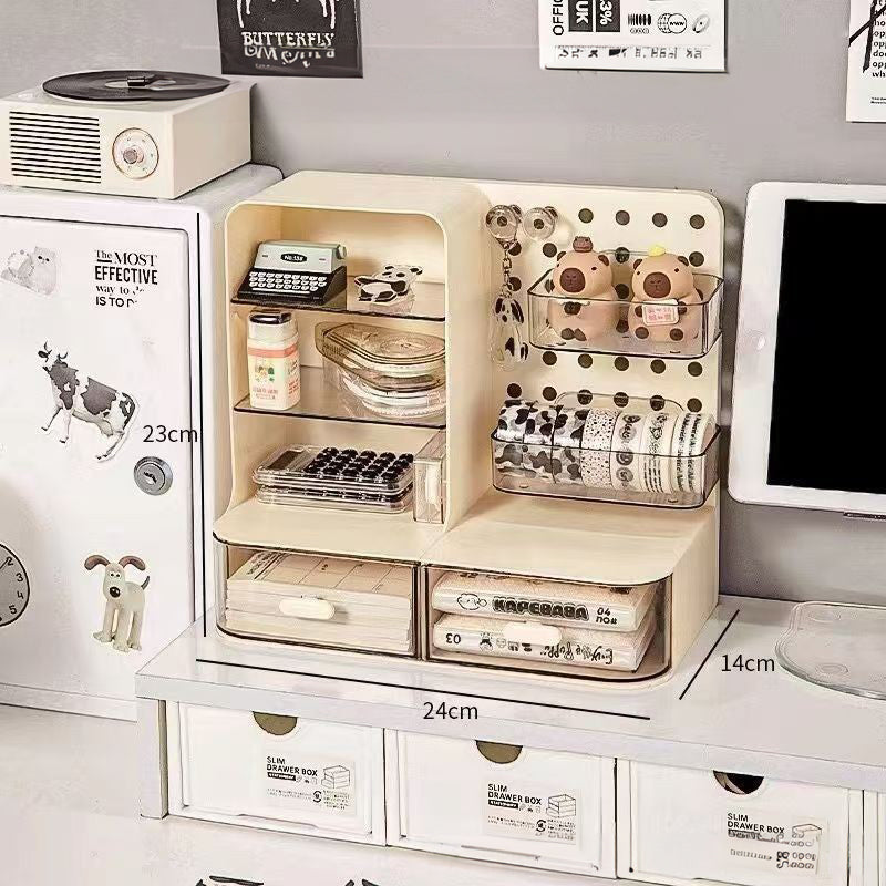 Premium Desk Organizer with Hook Drawer and Card Display Stand