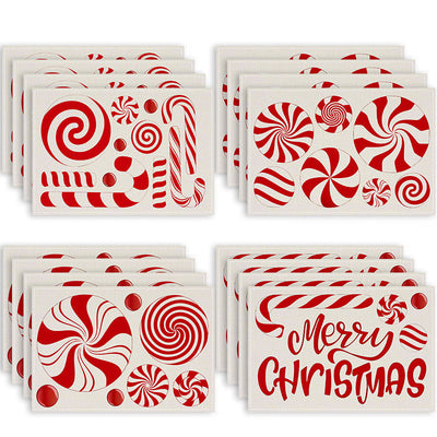 Christmas meal mat linen candy letter printed table mat living room dining table decoration insulation mat - Korvel