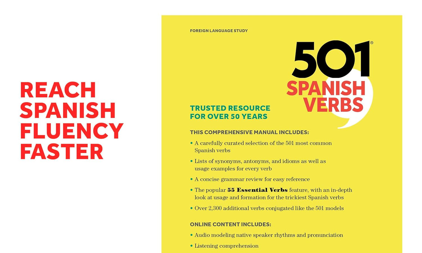 Master Spanish with 501 Essential Verbs, Tenth Edition (Spiral Bound) - Korvel