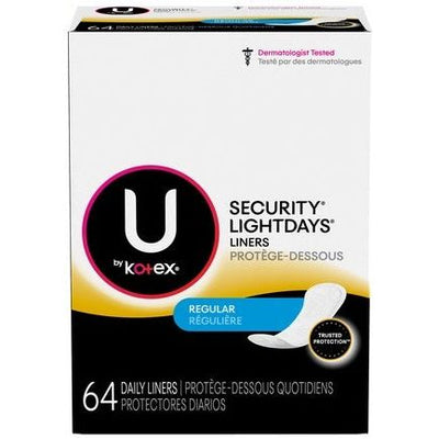 U by Kotex Lightdays Plus Panty Liners - 8 Packs of 64 ct