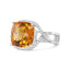 Bague en or blanc 14K avec citrine jaune taille coussin et diamants - Taille 6.5