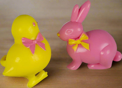 Bunny & Chick 3D Rings - Pink & Yellow Assortment - 72 Count