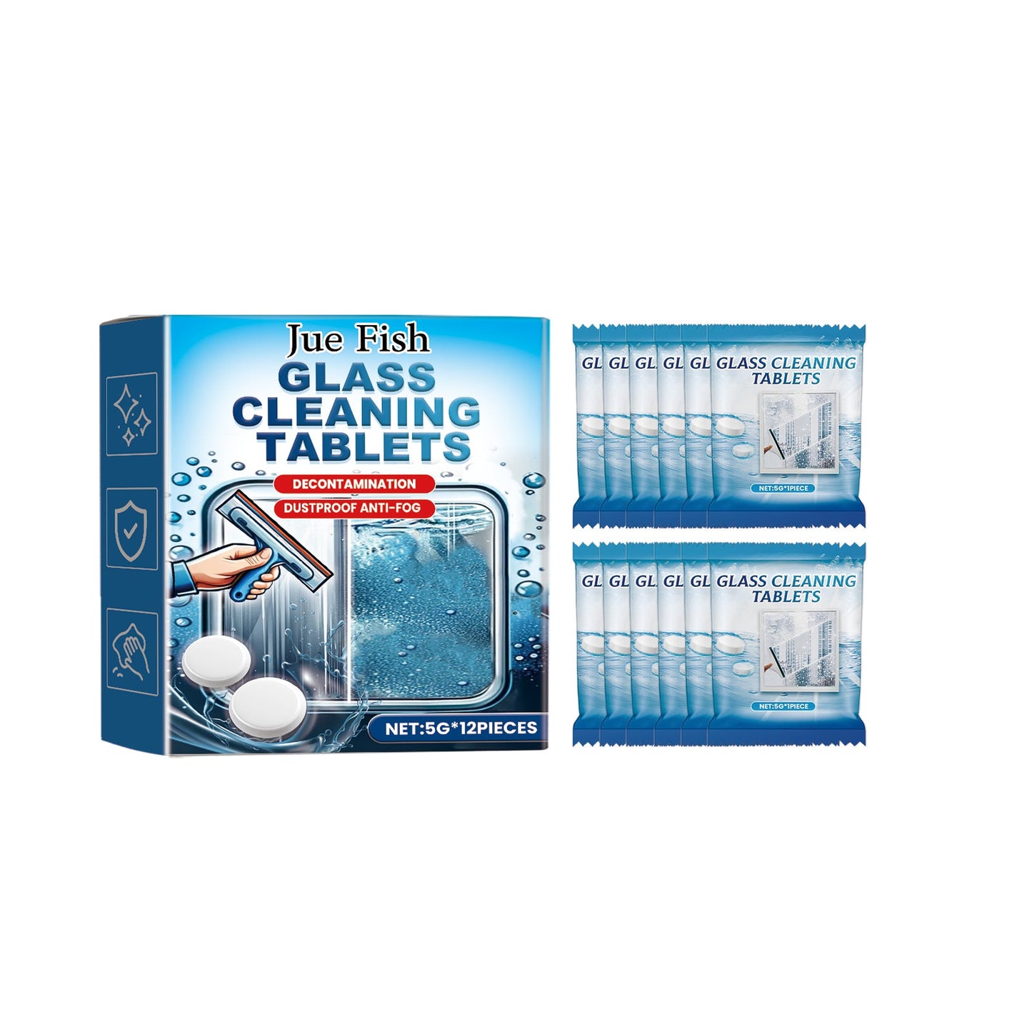 Glass Cleaning Effervescent Sheet, Door And Window Glass Scale Dust Stubborn Stains Clean Mirror Transparent - Korvel
