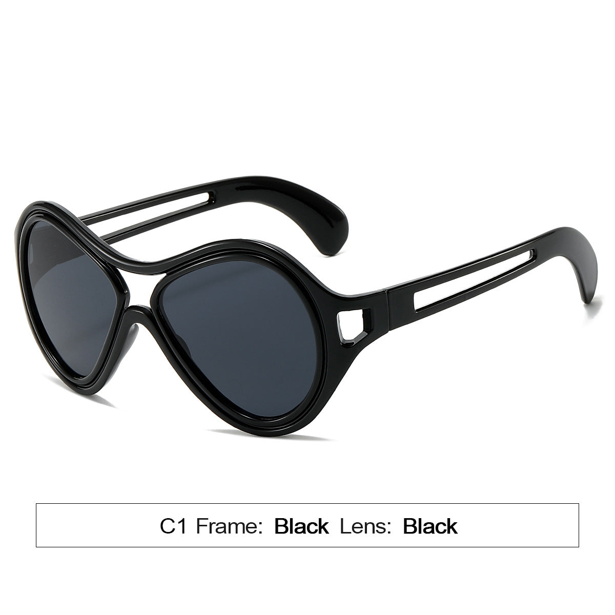 New European and American Sunglasses for Women UV400 Fashion Double Beam Round Frame Personalized PC Hollow Sunscreen Sunglasses - Korvel